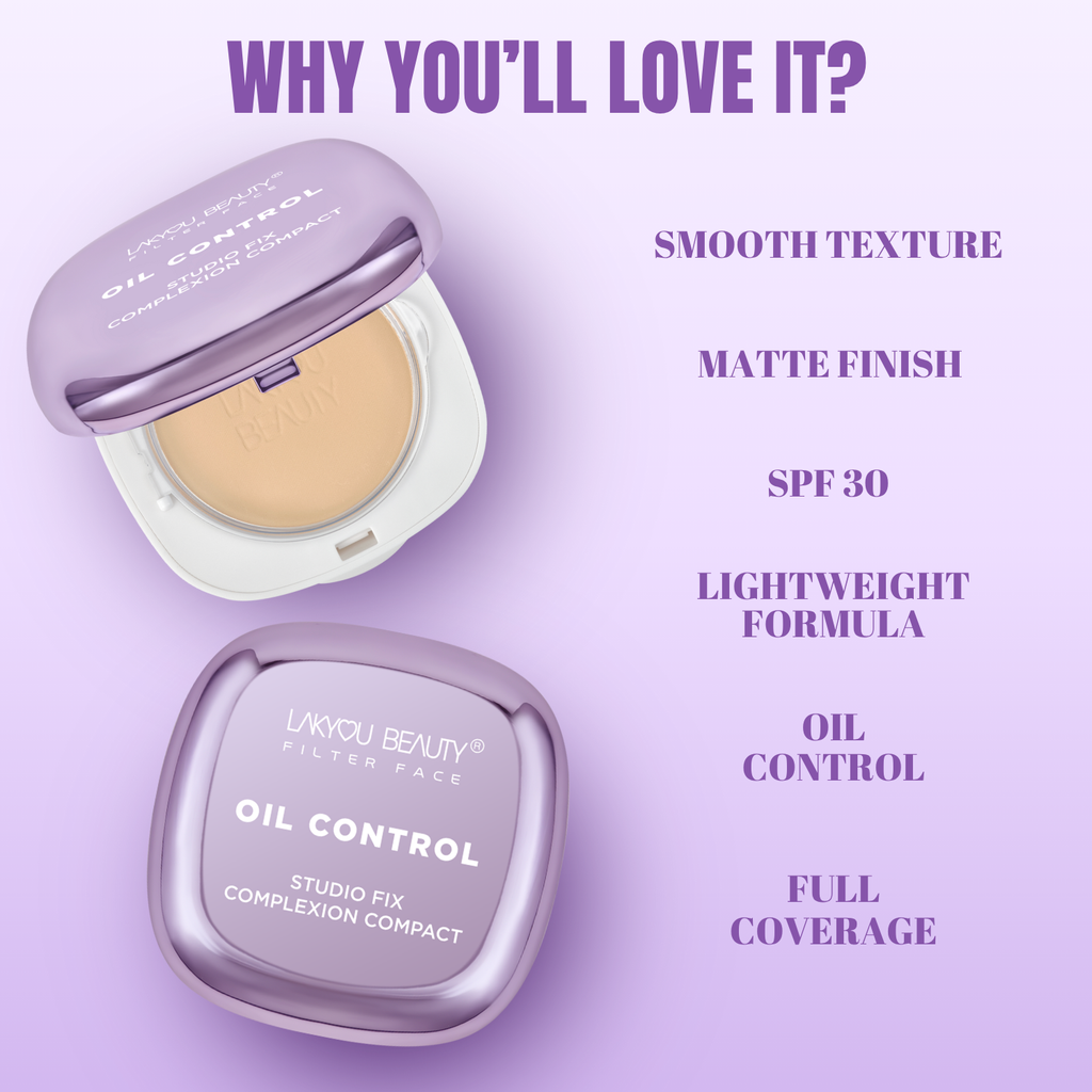 Lakyou Beauty Filter Face Oil Control Studio Fix Complexion Compact Long-lasting, Spf-30