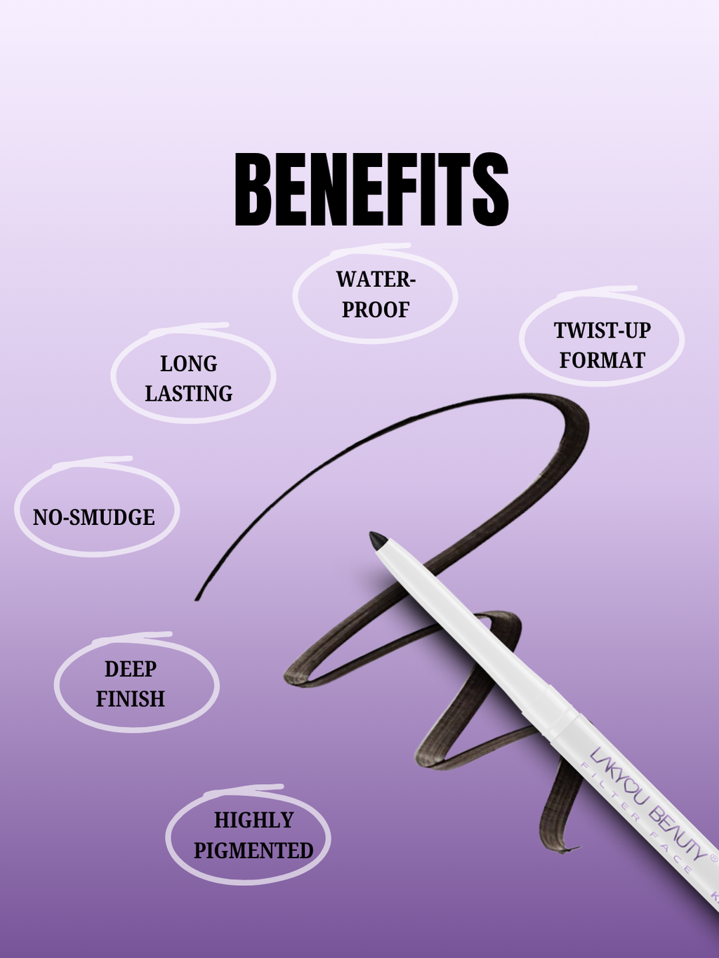 Lakyou Beauty Filter Face Twilight Auto Kajal Jet Black, 24HRS, Waterproof, No Smudge