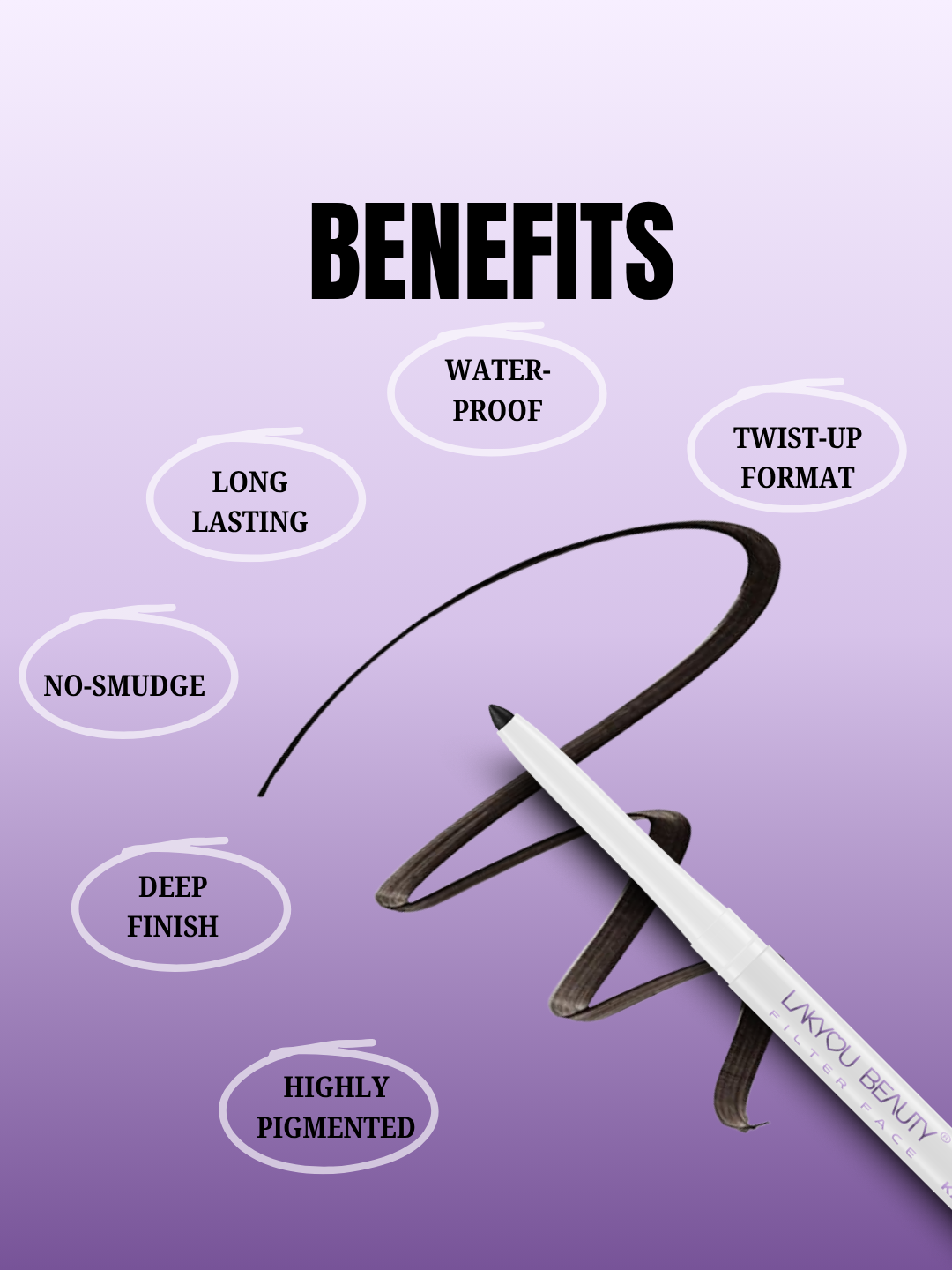 Lakyou Beauty Filter Face Twilight Auto Kajal Jet Black, 24HRS, Waterproof, No Smudge