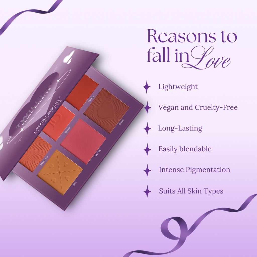 Lakyou Beauty Twilight Blush Palette 6 Shades, Long-lasting, Smooth Blendable, Travel-Friendly Design