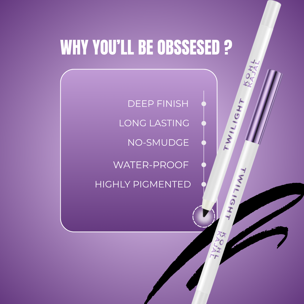 Lakyou Beauty Filter Face Twilight Waterproof Jet Black Kohl Kajal Long Lasting, Smudgeproof, Vitamin E Enriched