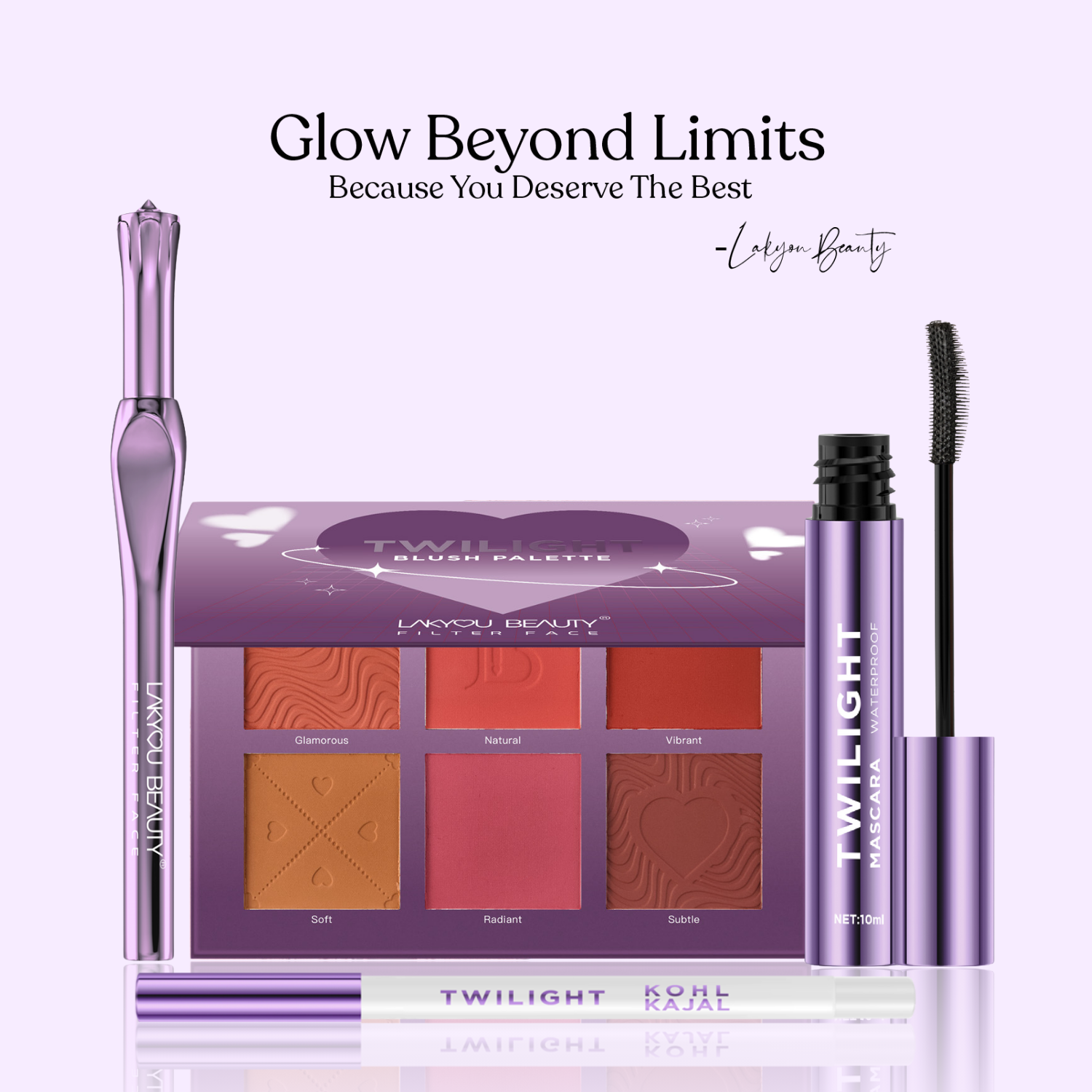 Lakyou Beauty Twilight Blush Palette 6 Shades, Long-lasting, Smooth Blendable, Travel-Friendly Design