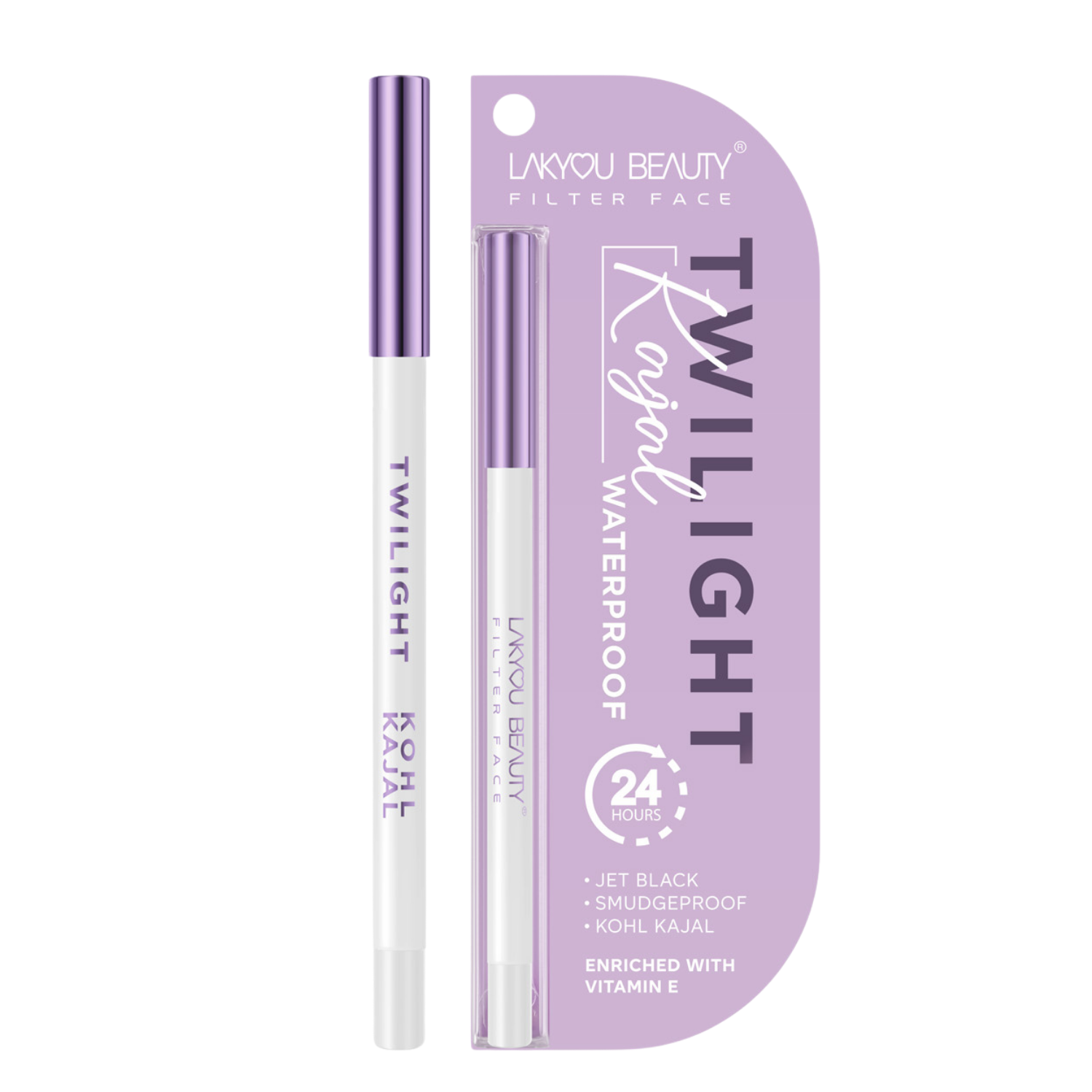 Lakyou Beauty Filter Face Twilight Waterproof Jet Black Kohl Kajal Long Lasting, Smudgeproof, Vitamin E Enriched