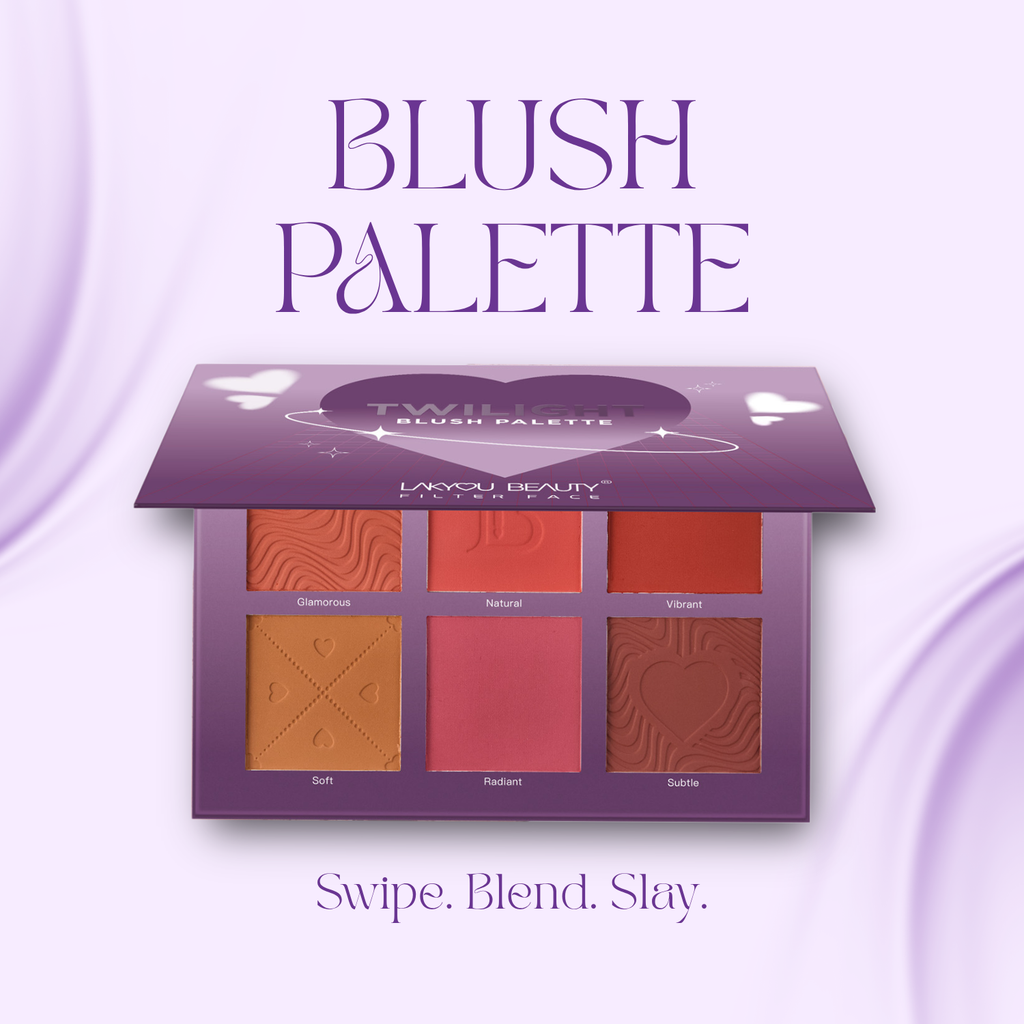 Lakyou Beauty Twilight Blush Palette 6 Shades, Long-lasting, Smooth Blendable, Travel-Friendly Design