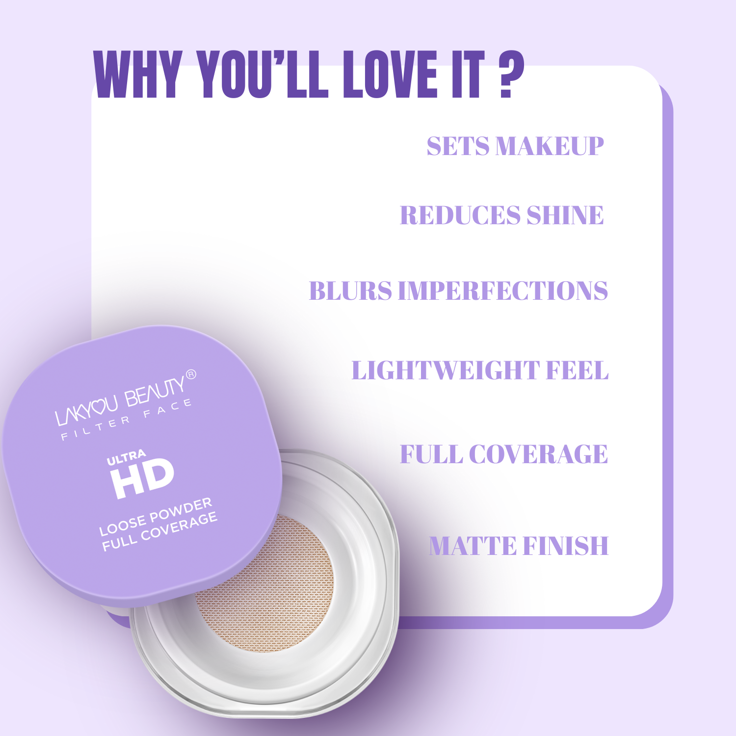 Lakyou Beauty Filter Face Pore Blurring Loose Powder Ultra HD Full Coverage Matte Compact