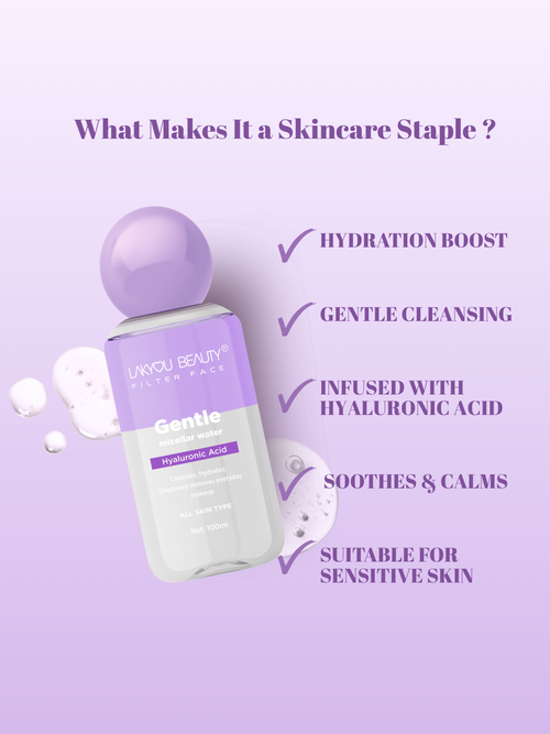 Lakyou Beauty Filter Face Gentle Micellar Water Hyaluronic Acid Cleanses Hydrates Makeup Remover
