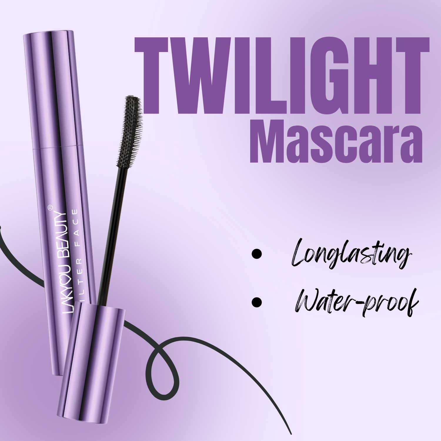 Lakyou Beauty Filter Face Twilight Mascara, Long Lasting, Waterproof 10ml