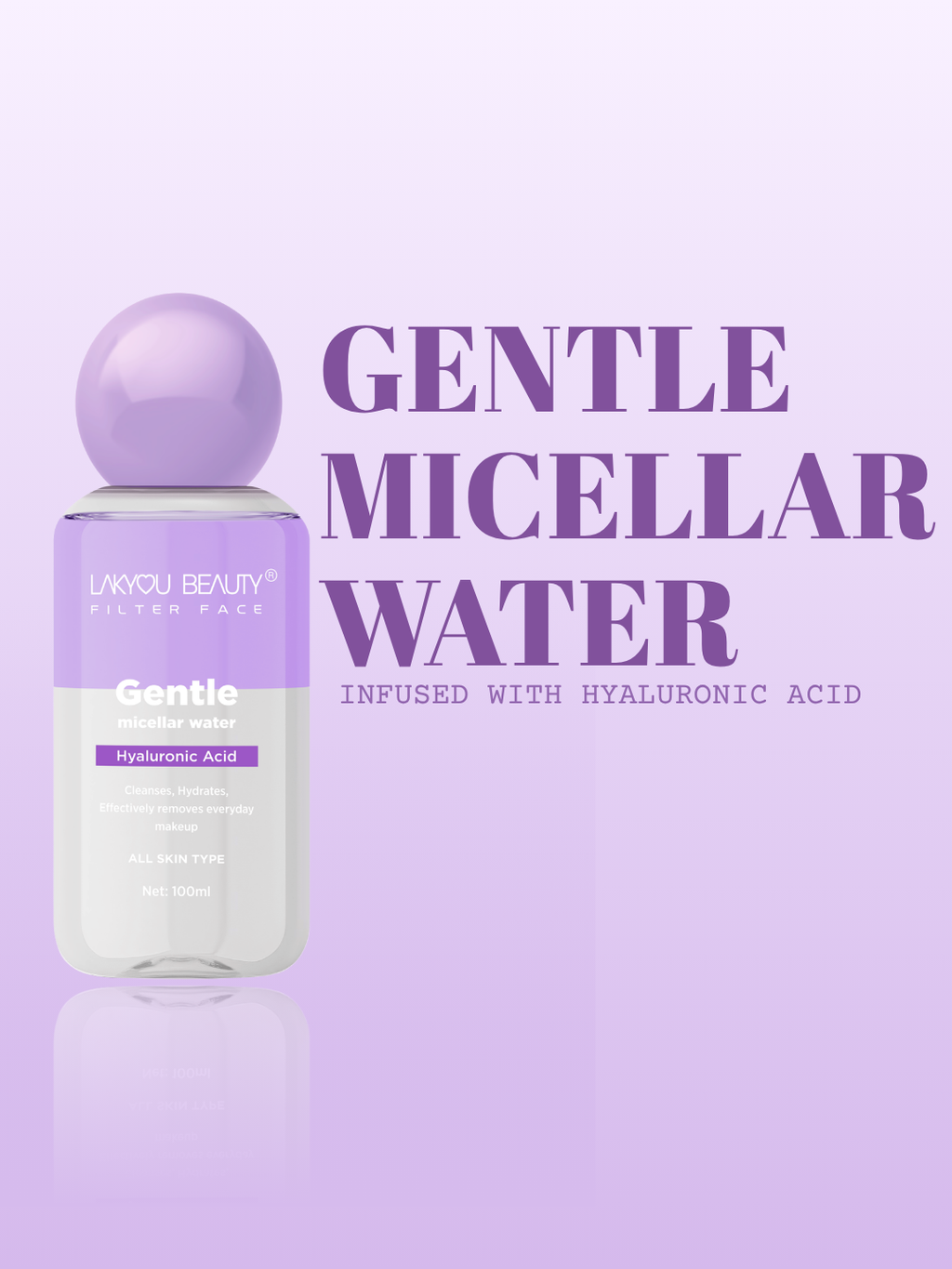 Lakyou Beauty Filter Face Gentle Micellar Water Hyaluronic Acid Cleanses Hydrates Makeup Remover