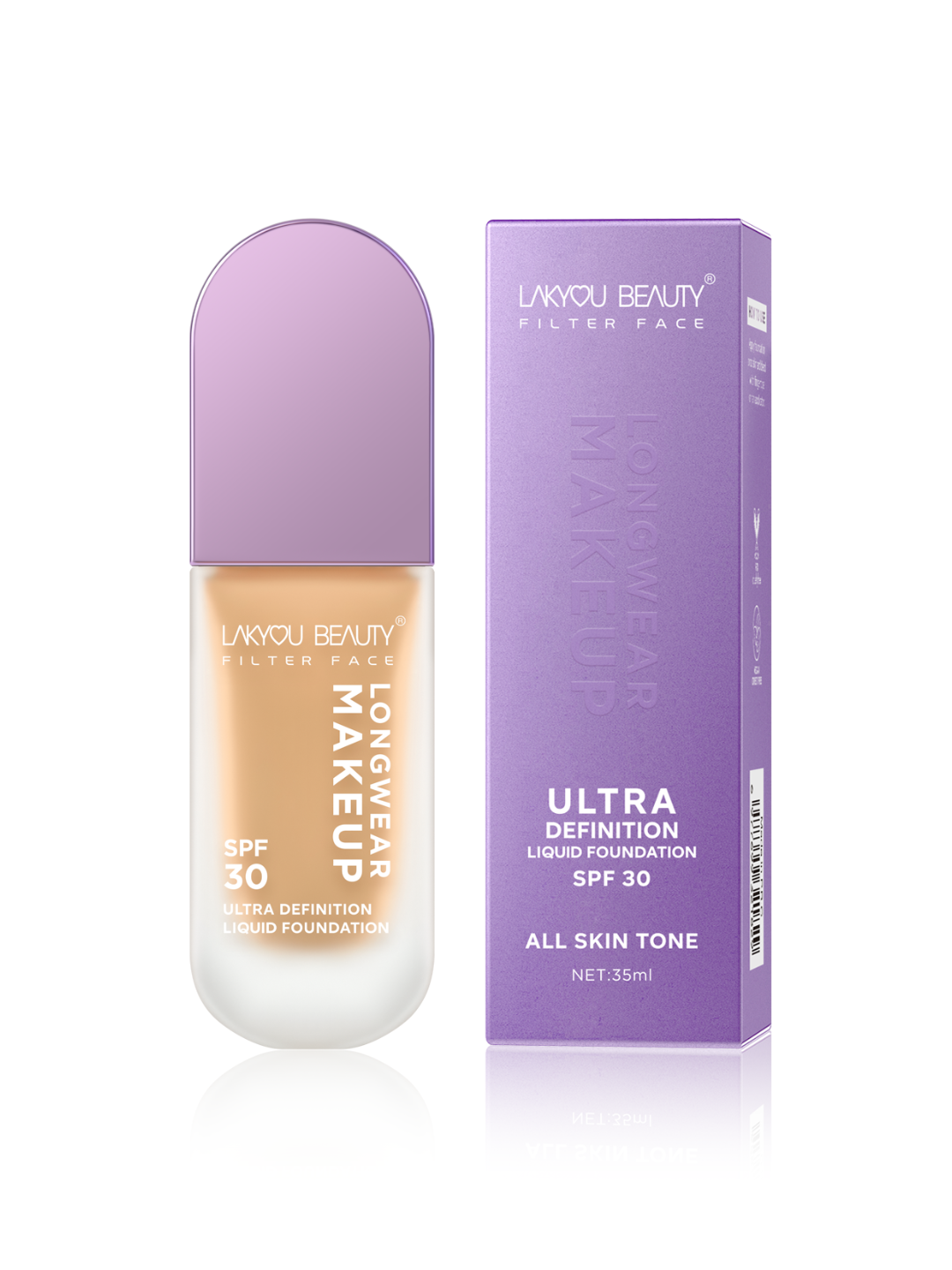 Lakyou Beauty Ultra Definition Liquid Foundation SPF 30 | Longwear | All Skin Tone Foundation